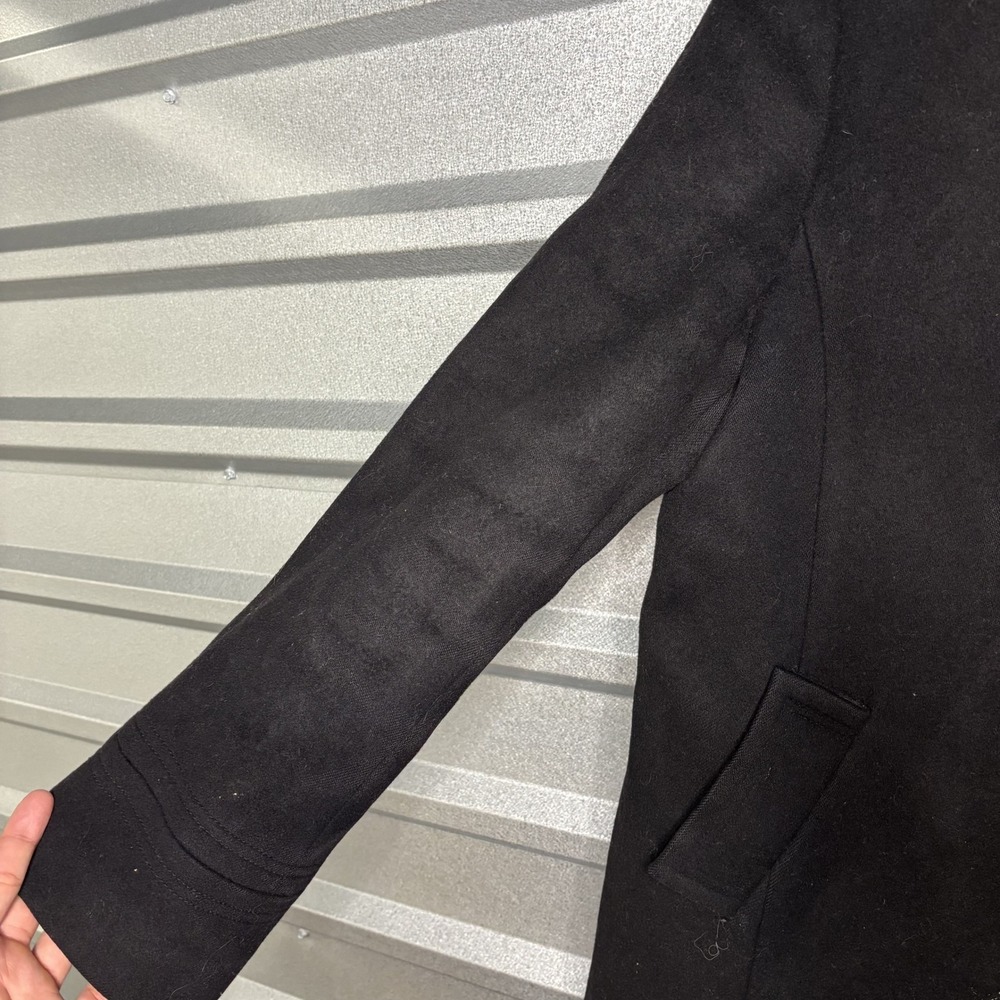 J Crew Mens Black Wool Blend Button Up Funnel Neck Coat **NO SIZE** - Picture 2 of 16